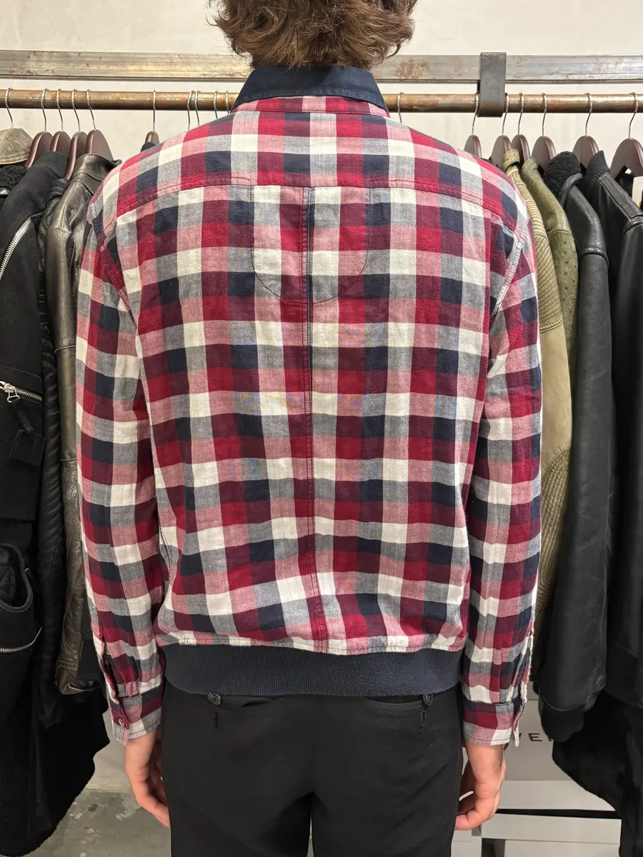 2000s Marithé + François Girbaud Checked Red & Navy Utility Overshirt - Image 3