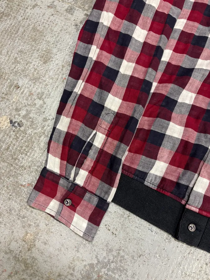 2000s Marithé + François Girbaud Checked Red & Navy Utility Overshirt - Image 7