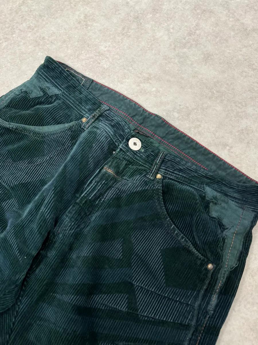 2000s Marithé + François Girbaud Dark Green Abstract Pants - Image 6