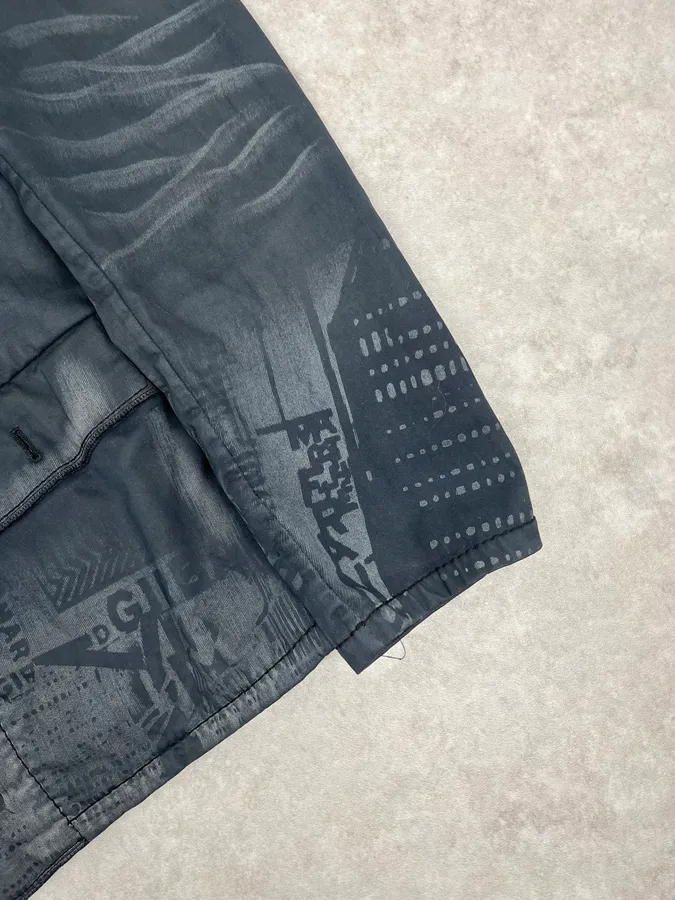 2000s Marithé + François Girbaud Dark Grey Printed Abstract Blazer Jacket - Image 7