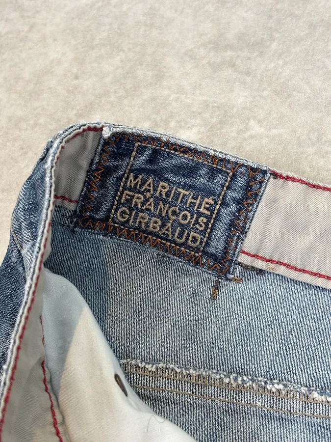2000s Marithé + François Girbaud Distressed Wide Leg Denim Jeans - Image 11