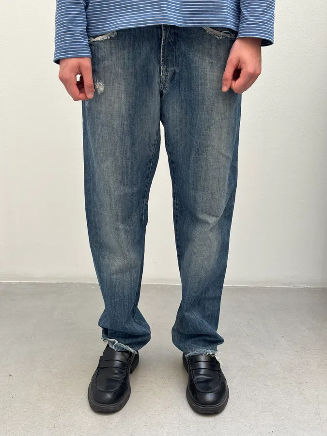 2000s Marithé + François Girbaud Distressed Wide Leg Denim Jeans - Image 3