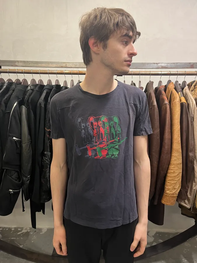 2000s Marithe + François Girbaud Elephant Hammer Navy T-Shirt - Image 2