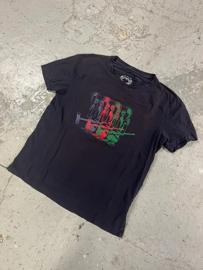 2000s Marithe + François Girbaud Elephant Hammer Navy T-Shirt - Image 4