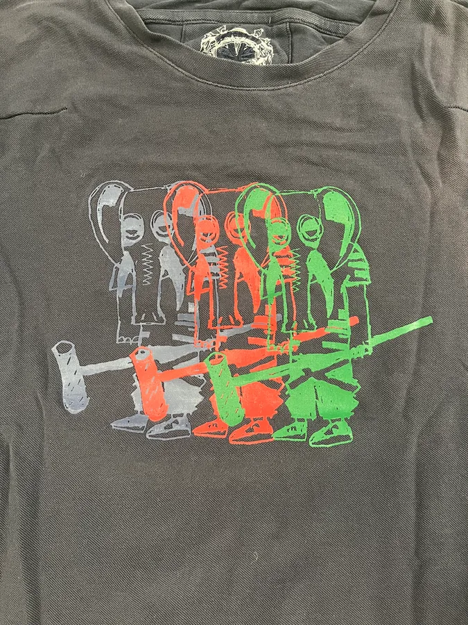 2000s Marithe + François Girbaud Elephant Hammer Navy T-Shirt - Image 5