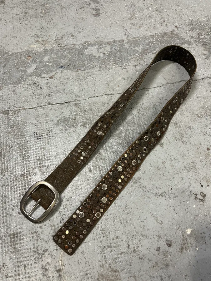 2000s Marithé + François Girbaud Embellished Leather Belt - Image 4