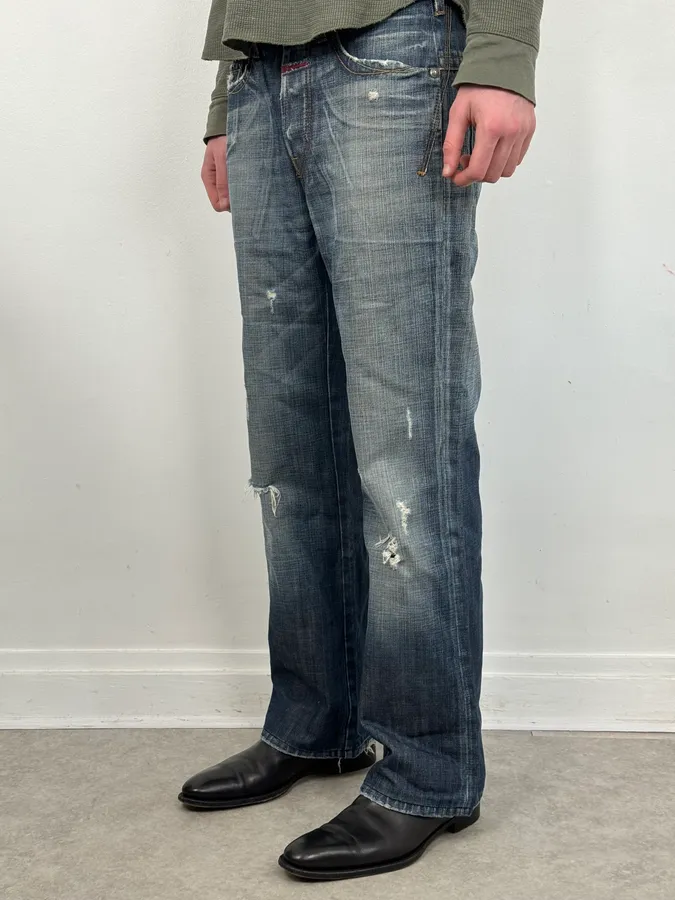 2000s Marithé + François Girbaud Faded Blue Relaxed Denim Jeans - Image 3