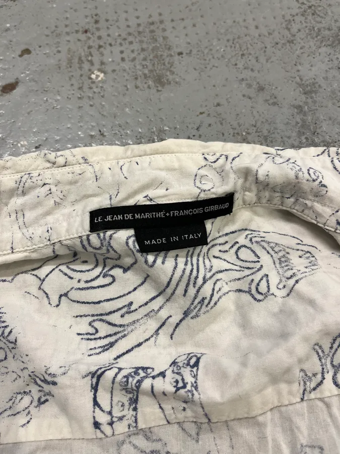 2000s Marithé + François Girbaud Faded Tatoo White Shirt - Image 9