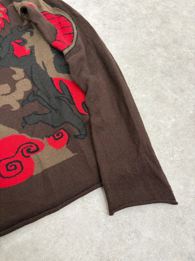2000s Marithé + François Girbaud Fire Dragon Brown Sweater - Image 7
