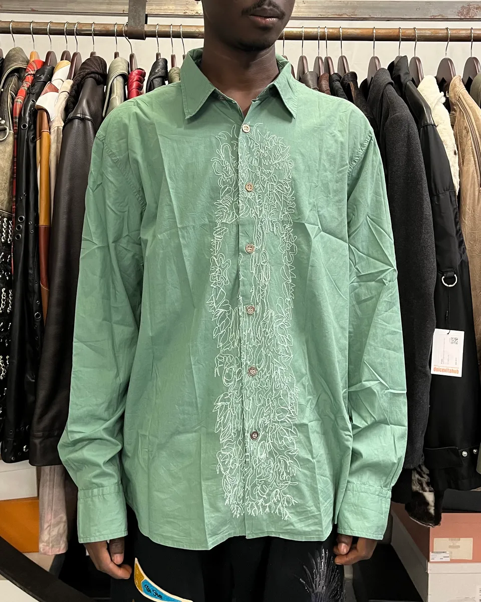 2000s Marithé + François Girbaud Green Embroidered Shirt