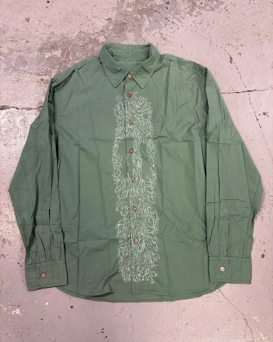 2000s Marithé + François Girbaud Green Embroidered Shirt - Image 2