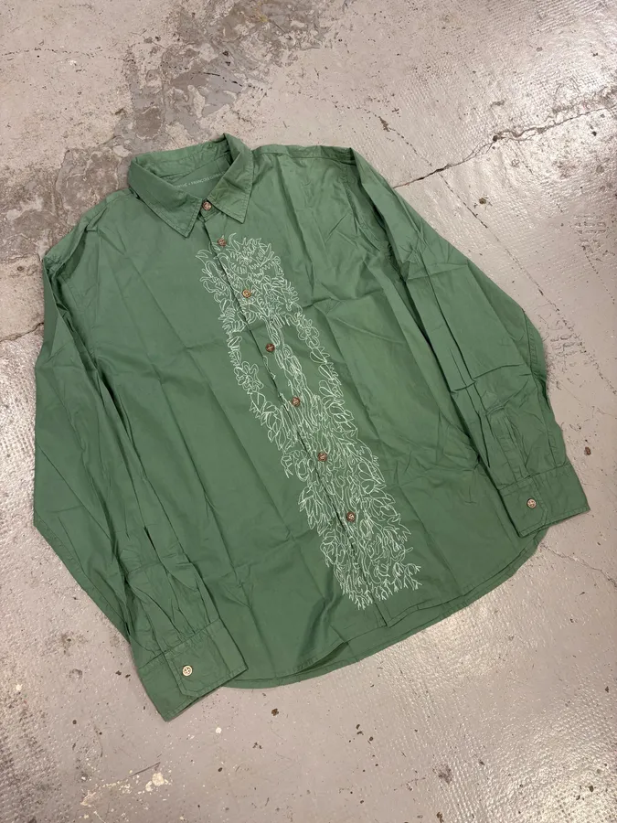 2000s Marithé + François Girbaud Green Embroidered Shirt - Image 4