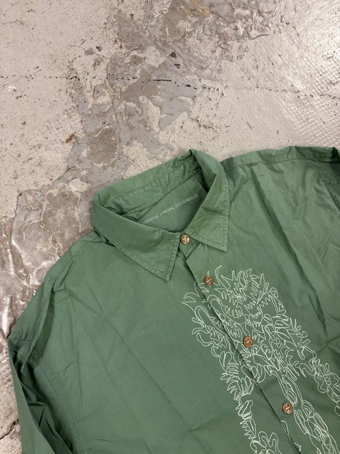 2000s Marithé + François Girbaud Green Embroidered Shirt - Image 5