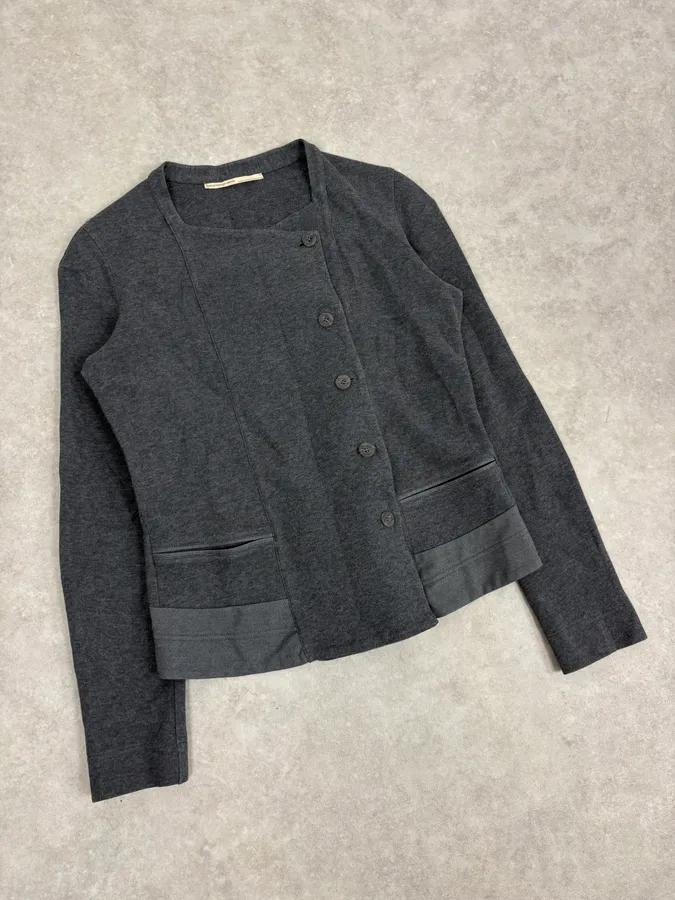 2000s Marithé + François Girbaud Grey Asymmetrical Blazer Jacket - Image 4