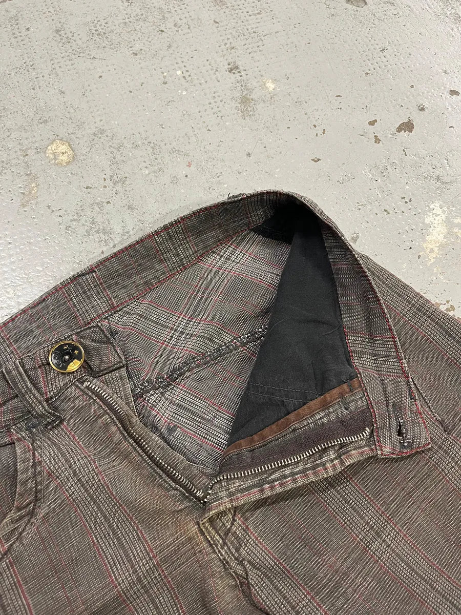 2000s Marithé + François Girbaud Grey & Brown Houndstooth Cozy Pants - Image 12