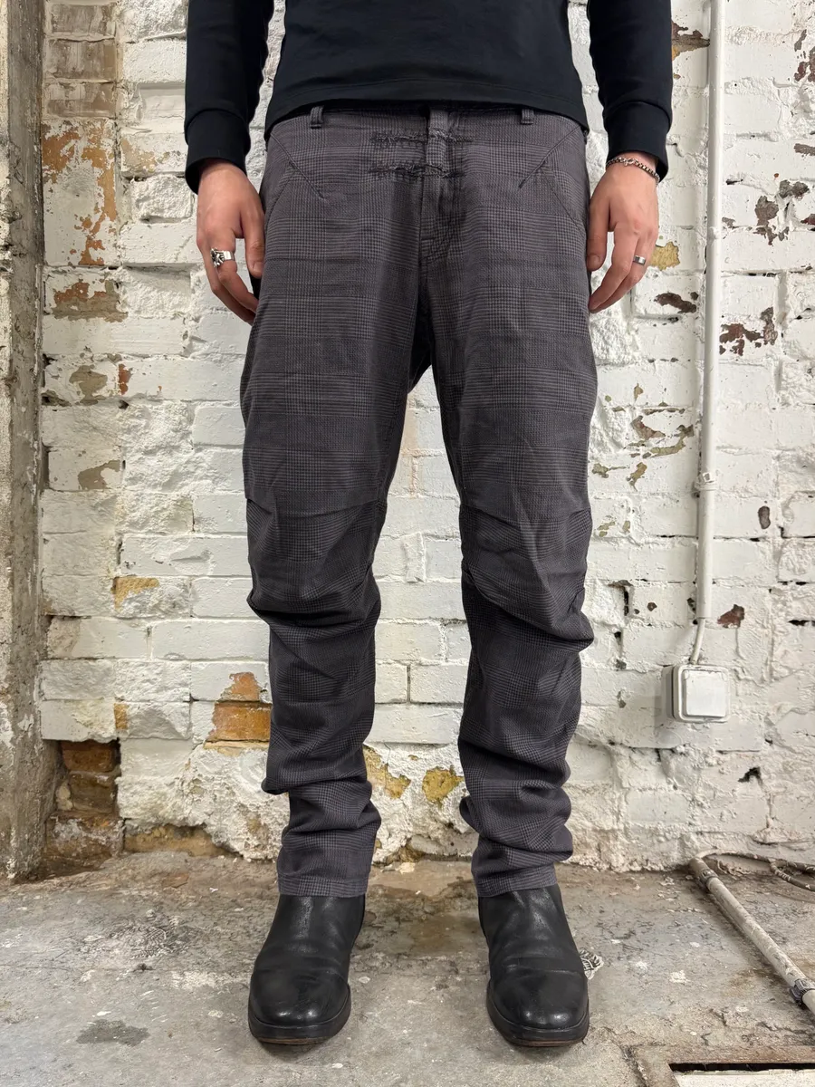 2000s Marithé + François Girbaud Grey Checkered Cozy Pants - Image 3