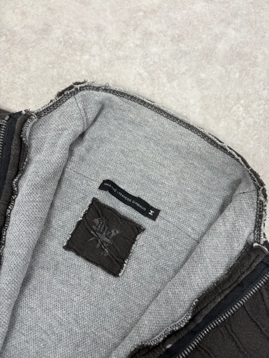 2000s Marithé + François Girbaud Grey Relief Scares Zip-up Sweater - Image 5