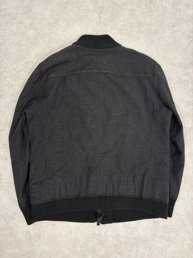 2000s Marithé + François Girbaud Grey Ribbed Wool Bomber Jacket - Image 6