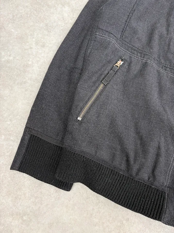 2000s Marithé + François Girbaud Grey Ribbed Wool Bomber Jacket - Image 8