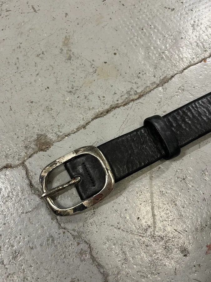 2000s Marithé + François Girbaud Metal Black Leather Belt - Image 6