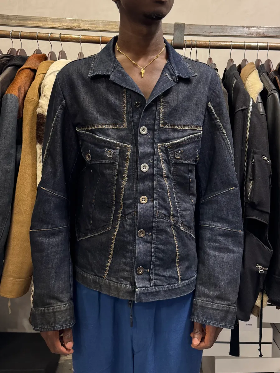 2000s Marithé + François Girbaud Navy Brut Denim Jacket - Image 2