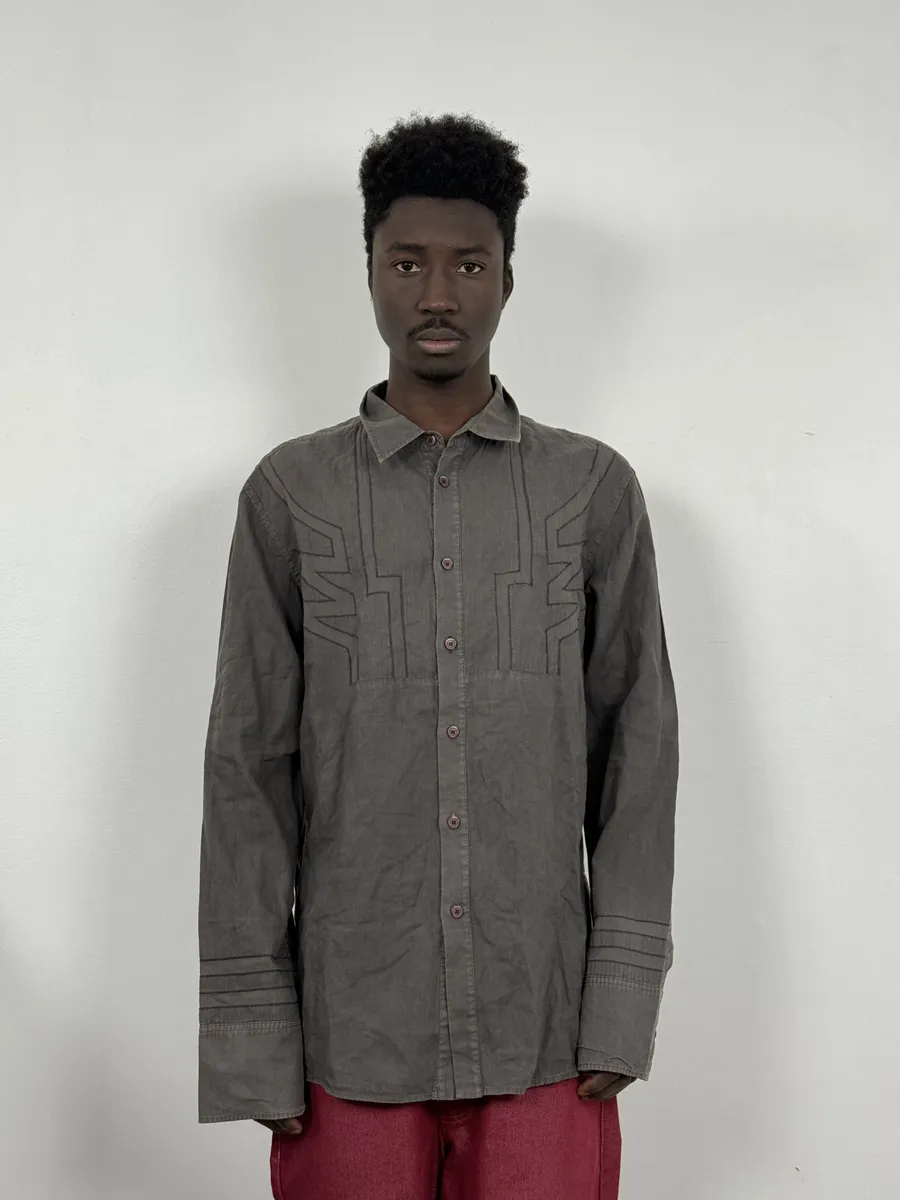 2000s Marithé + François Girbaud Brown Wings Shirt - Image 2