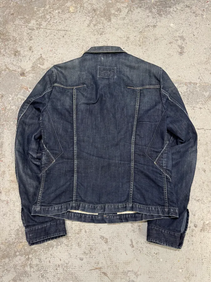 2000s Marithé + François Girbaud Navy Brut Patchwork Denim Jacket - Image 5