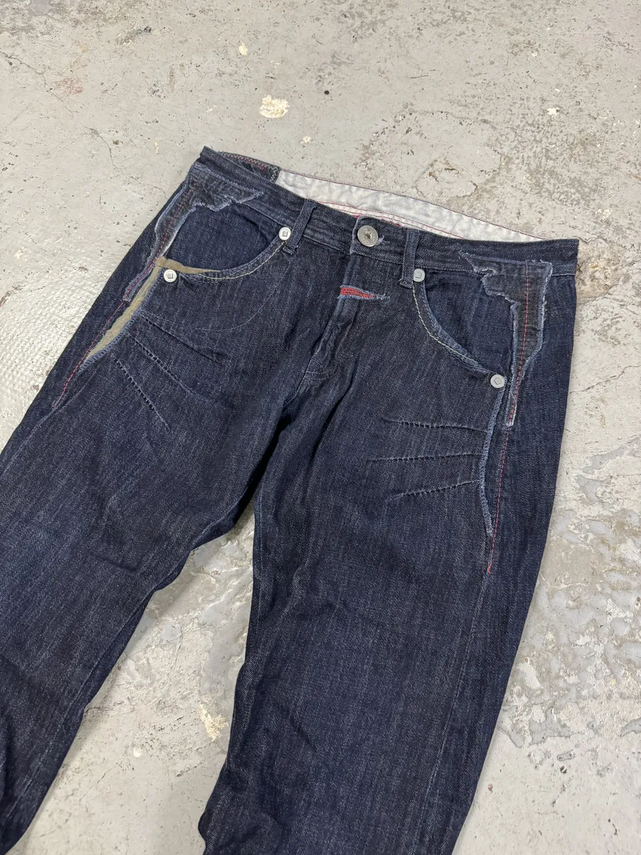 2000s Marithé + François Girbaud Navy Brut Star Signature Denim Jeans - Image 6
