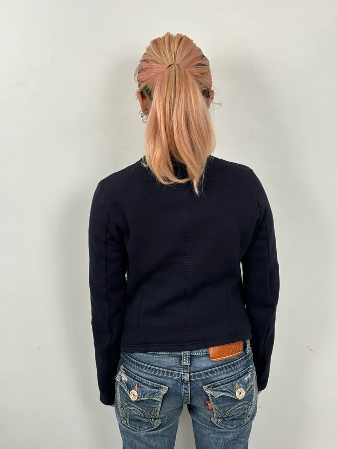 2000s Marithé + François Girbaud Navy Fleece Button-Up Light Jacket - Image 2