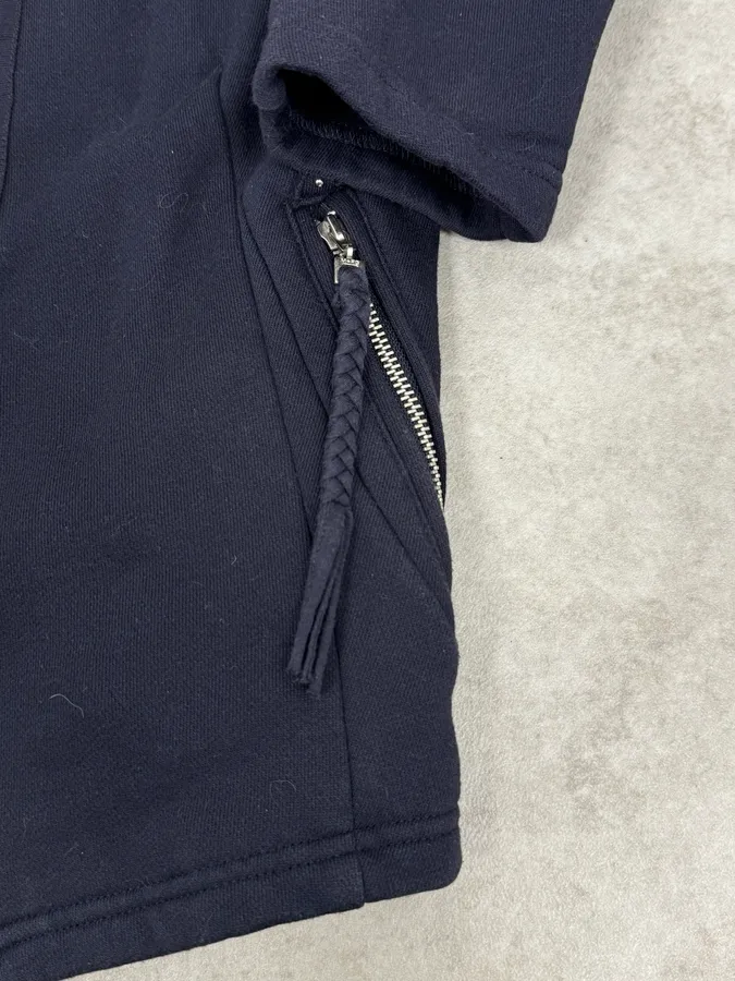2000s Marithé + François Girbaud Navy Fleece Button-Up Light Jacket - Image 8
