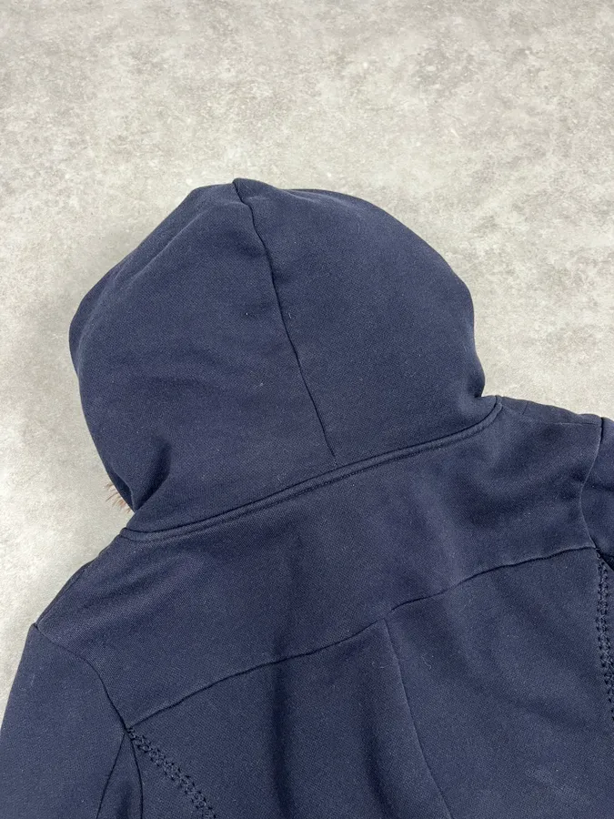 2000s Marithé + François Girbaud Navy Fur Hooded Cardigan Jacket - Image 8