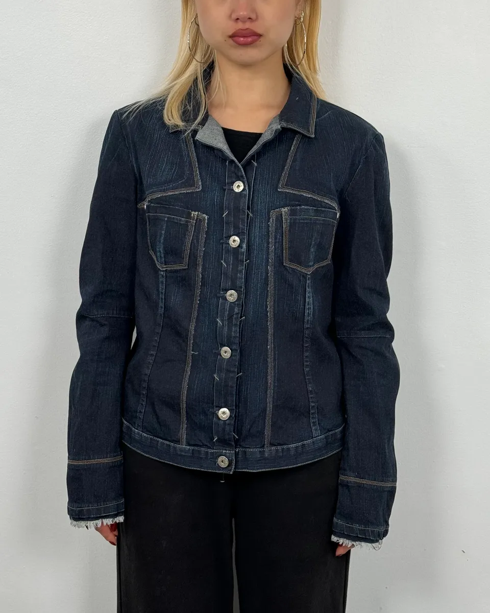 2000s Marithé + François Girbaud Navy Signature Brut Denim Jacket - Image 2