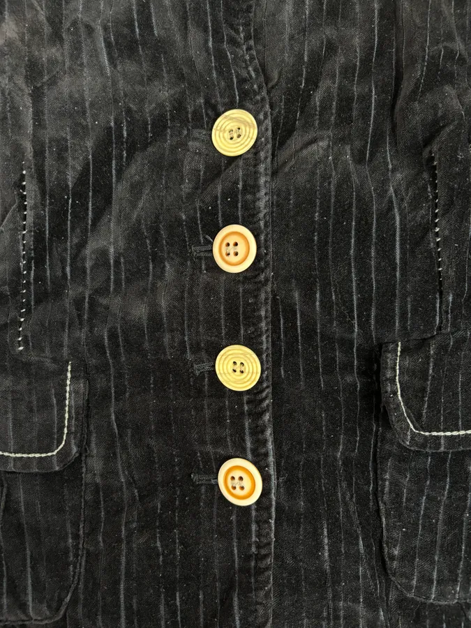 2000s Marithé + François Girbaud Navy Velvet Floral Blazer Jacket - Image 11