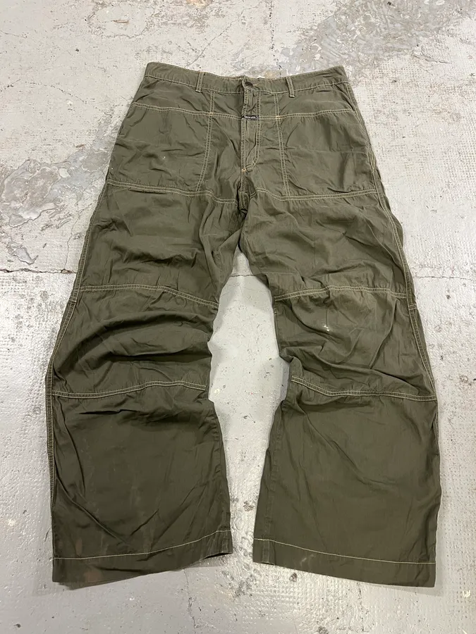 2000s Marithé + François Girbaud Olive Cozy Large Pants - Image 5