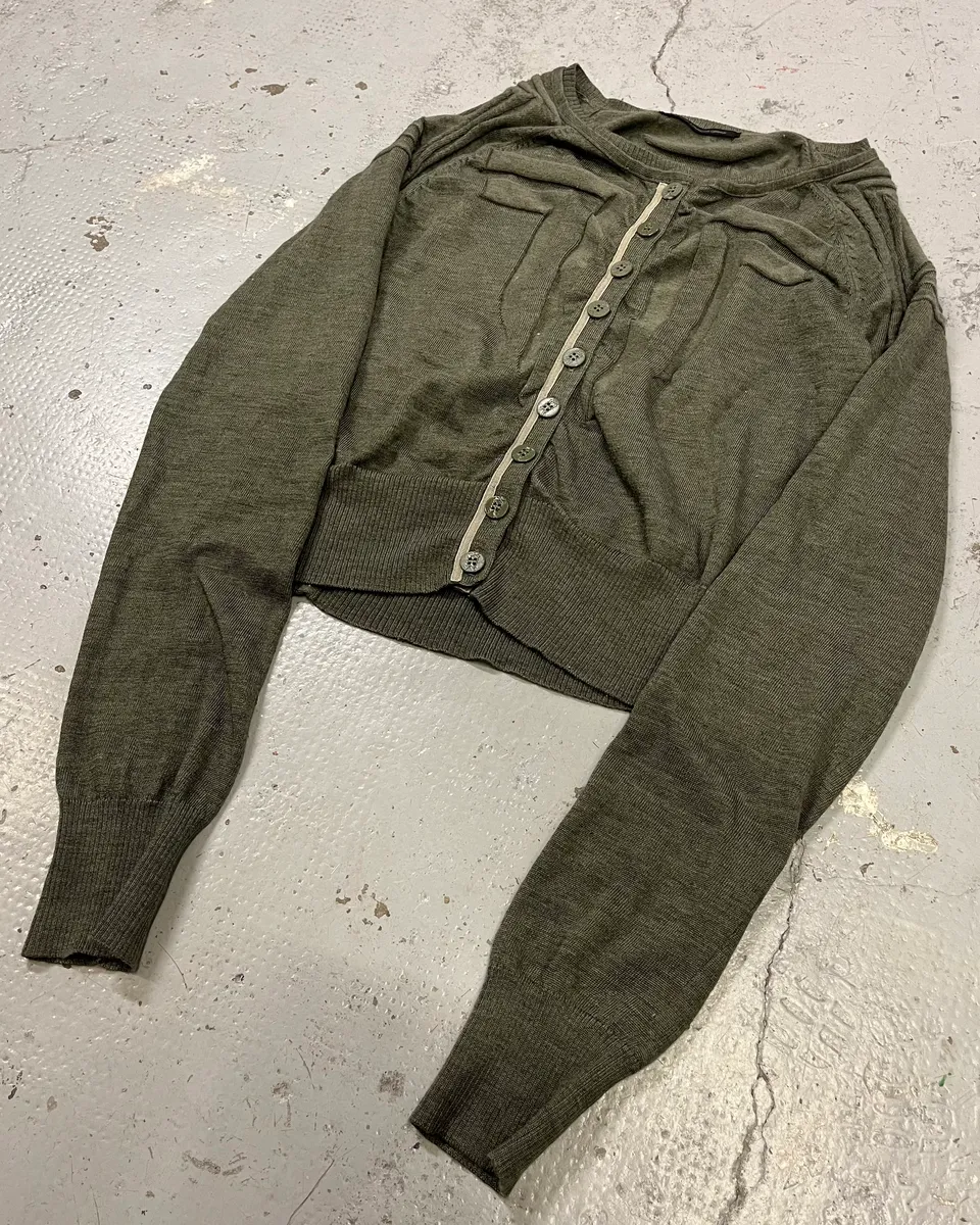 2000s Marithé + François Girbaud Olive Green Cardigan - Image 4