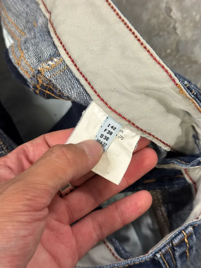 2000s Marithé + François Girbaud Patchwork Blue Denim Jeans - Image 10