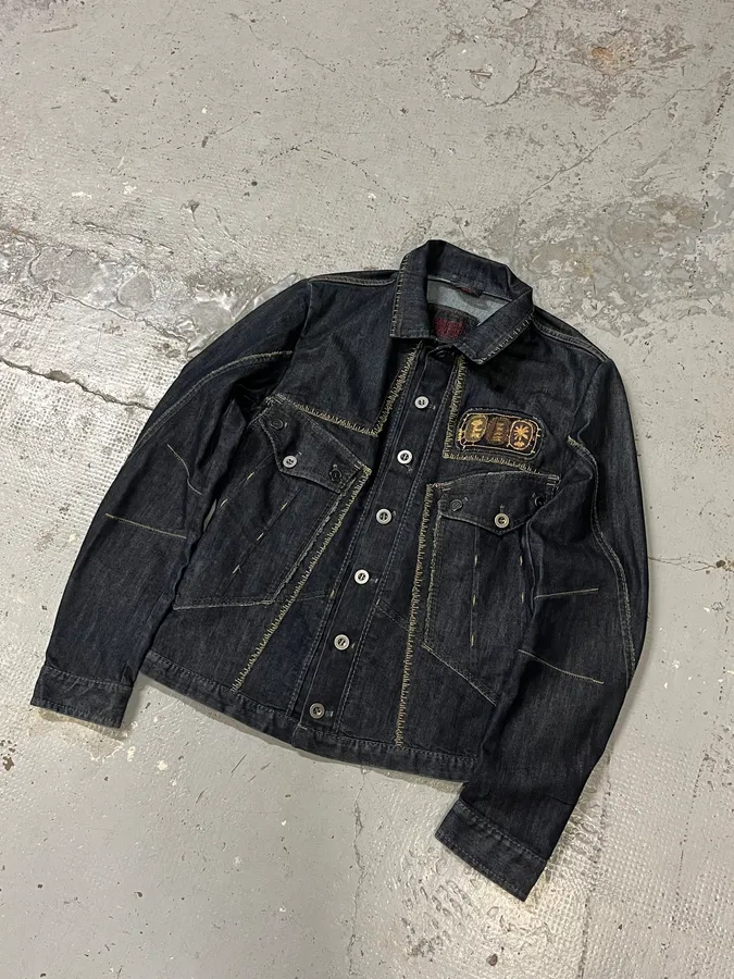 2000s Marithé + François Girbaud Raw Navy Denim Jacket - Image 4