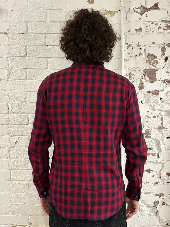 2000s Marithé + François Girbaud Red Black Plaid Cotton Shirt - Image 3