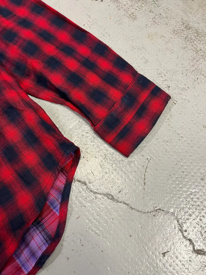 2000s Marithé + François Girbaud Red Black Plaid Cotton Shirt - Image 5