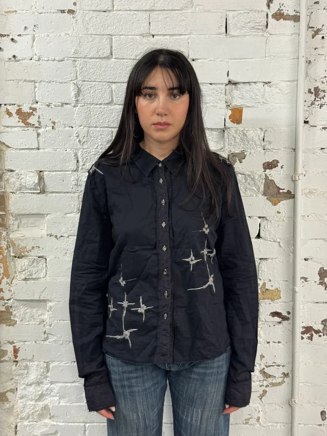 2000s Marithé + François Girbaud Stars Black Shirt - Image 2