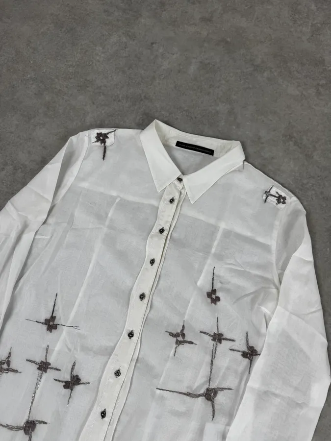 2000s Marithé + François Girbaud Stars White Shirt - Image 5