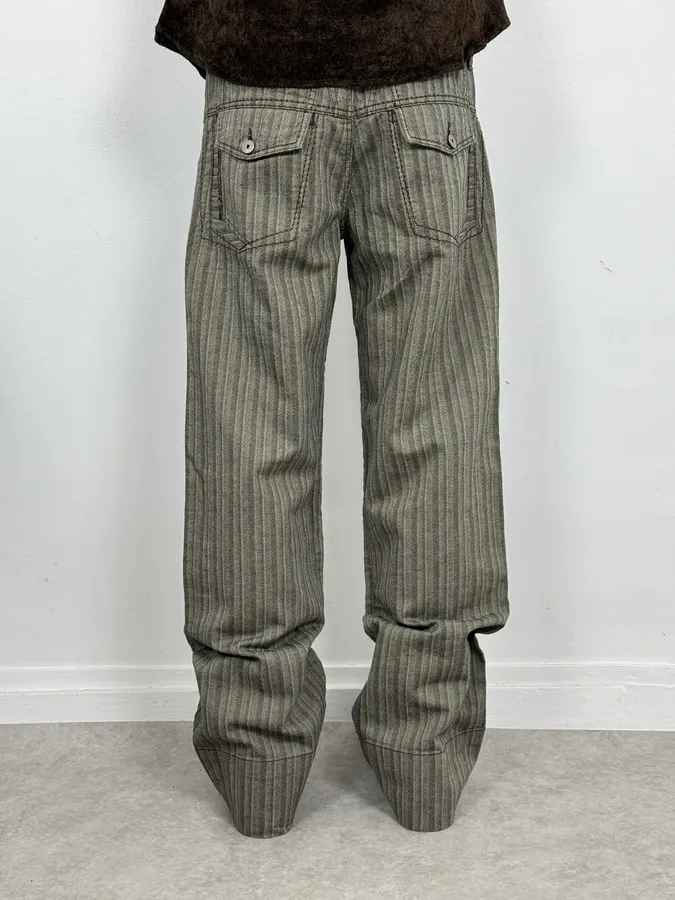 2000s Marithé + François Girbaud Stripes Grey Pants - Image 4