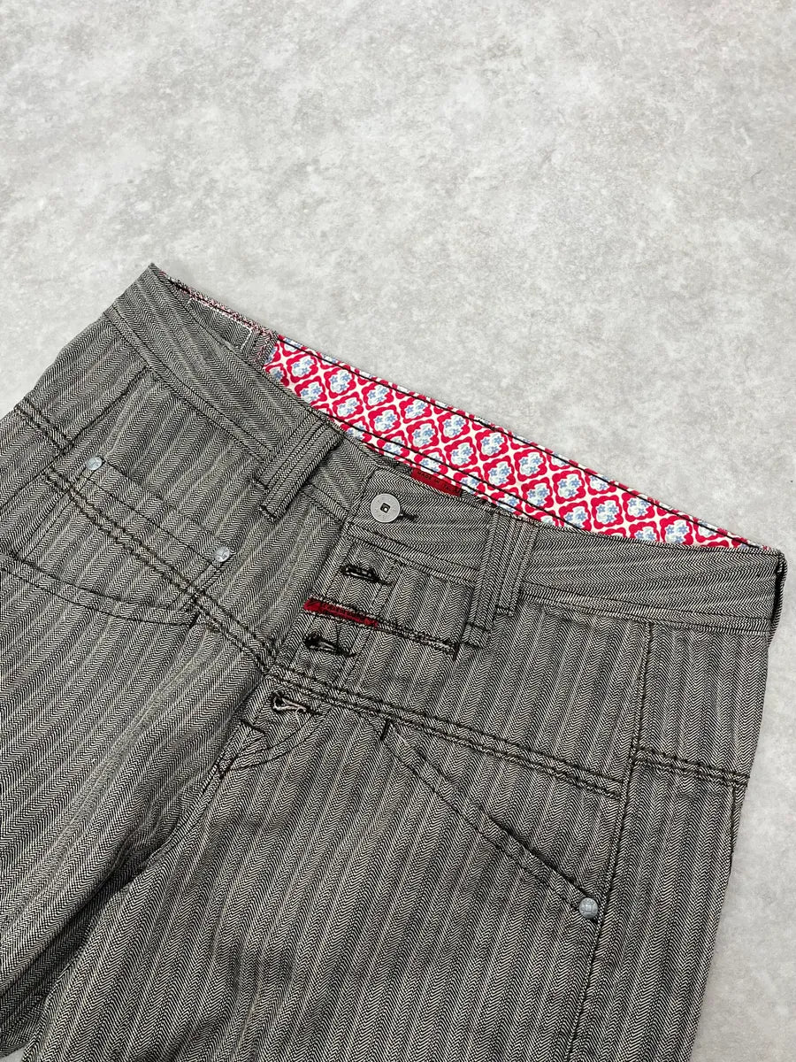 2000s Marithé + François Girbaud Stripes Grey Pants - Image 6