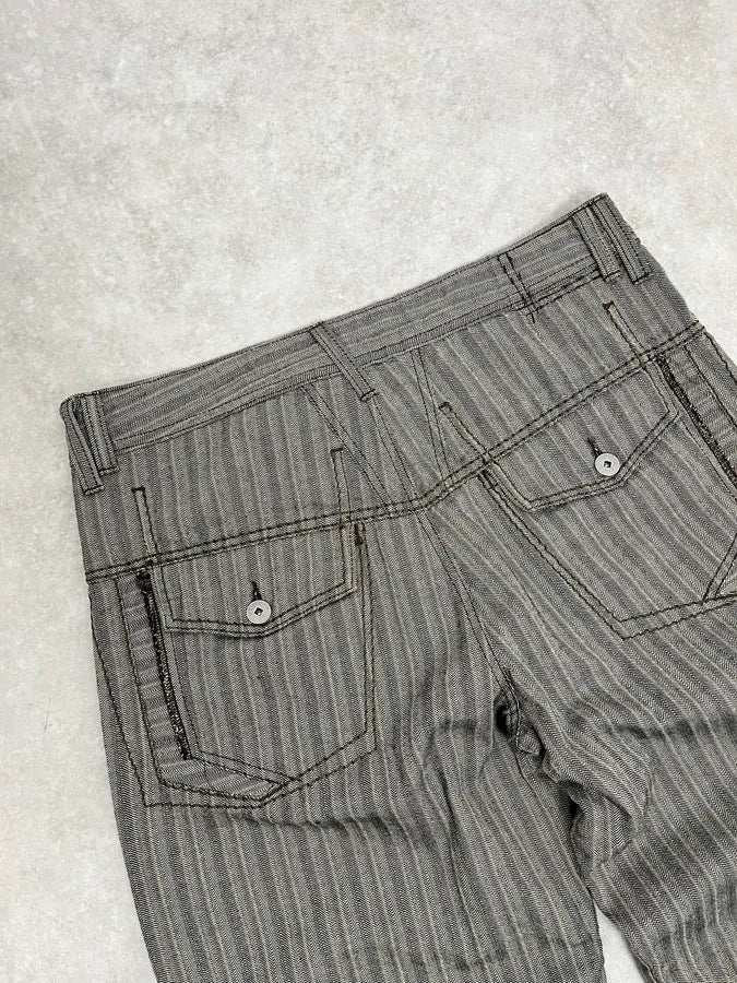 2000s Marithé + François Girbaud Stripes Grey Pants - Image 8