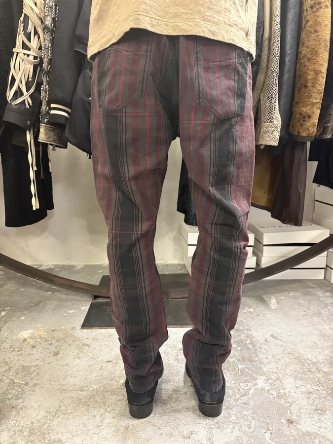 2000s Marithé + François Girbaud Tartan Effect Striped Pants - Image 4