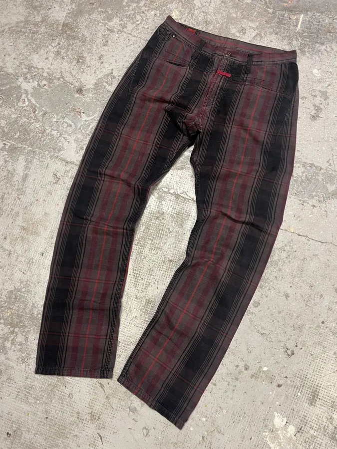 2000s Marithé + François Girbaud Tartan Effect Striped Pants - Image 5