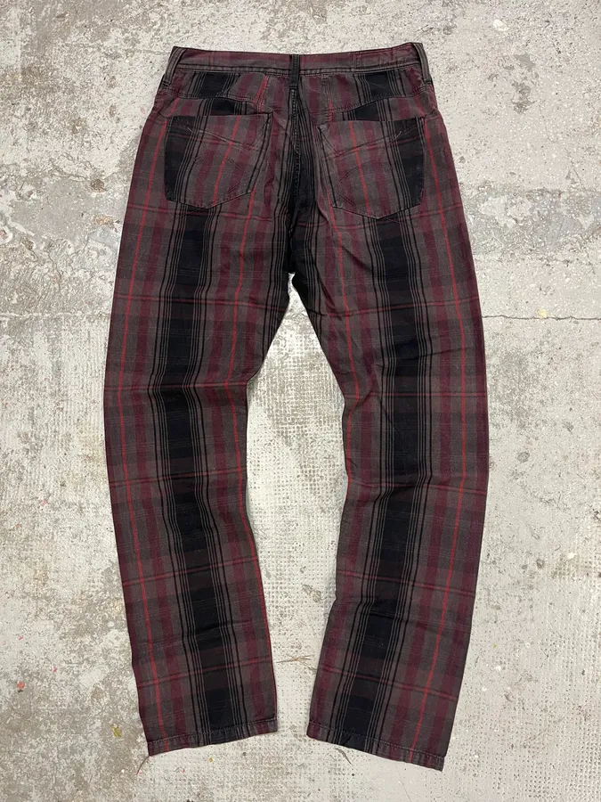 2000s Marithé + François Girbaud Tartan Effect Striped Pants - Image 7