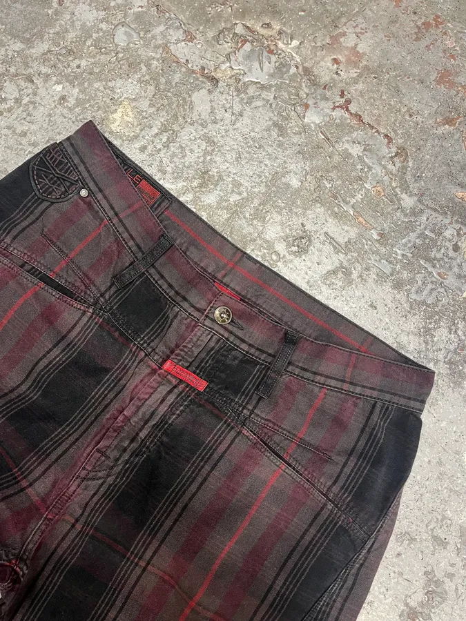 2000s Marithé + François Girbaud Tartan Effect Striped Pants - Image 8