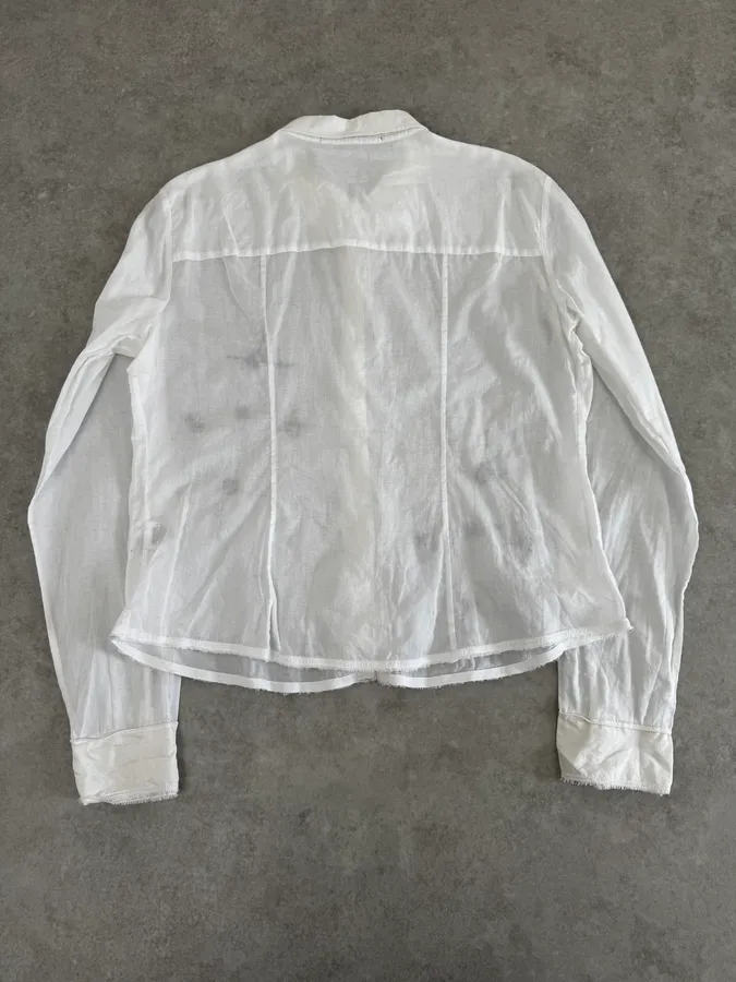 2000s Marithé + François Girbaud White Embroidered Stars Shirt - Image 4