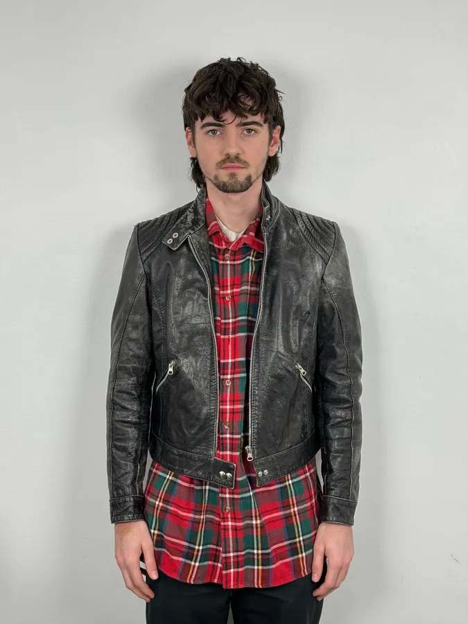 2000s Massimo Rebecchi Biker Black Eroded Leather Jacket - Image 2